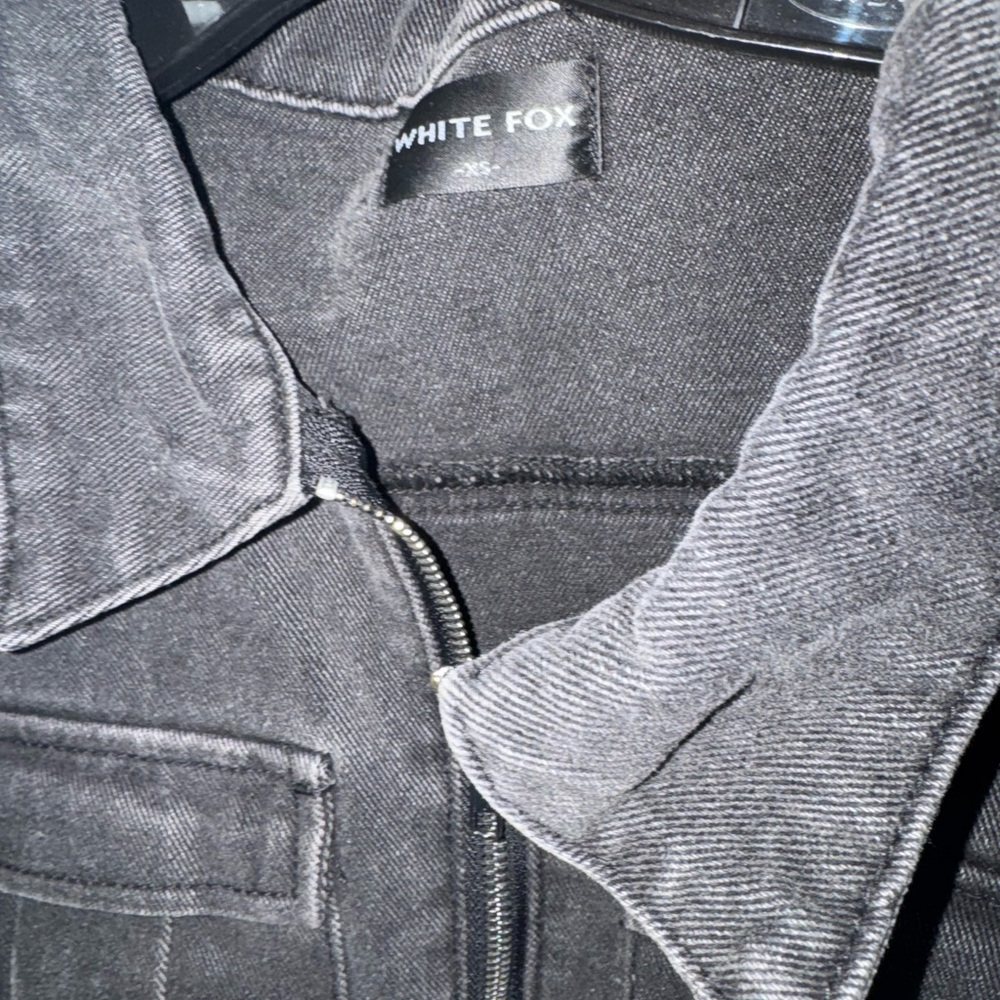 White Fox Black Denim Jumpsuit - Picture 2 of 5